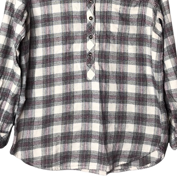 Women’s Large Roots Canada Plaid Tartan Tunic Pullover Popover Shirt Top - Picture 6 of 14